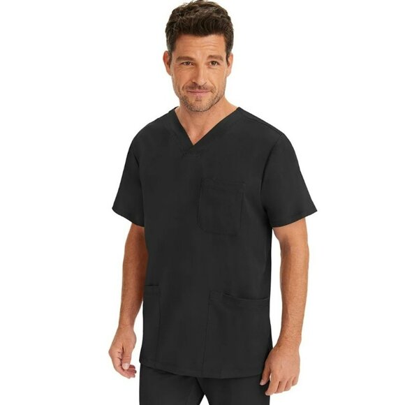 HH Works Healing Hands Scrub Shirt Men 2XL Black Style 2590 Matthew Short Sleeve - Picture 3 of 11